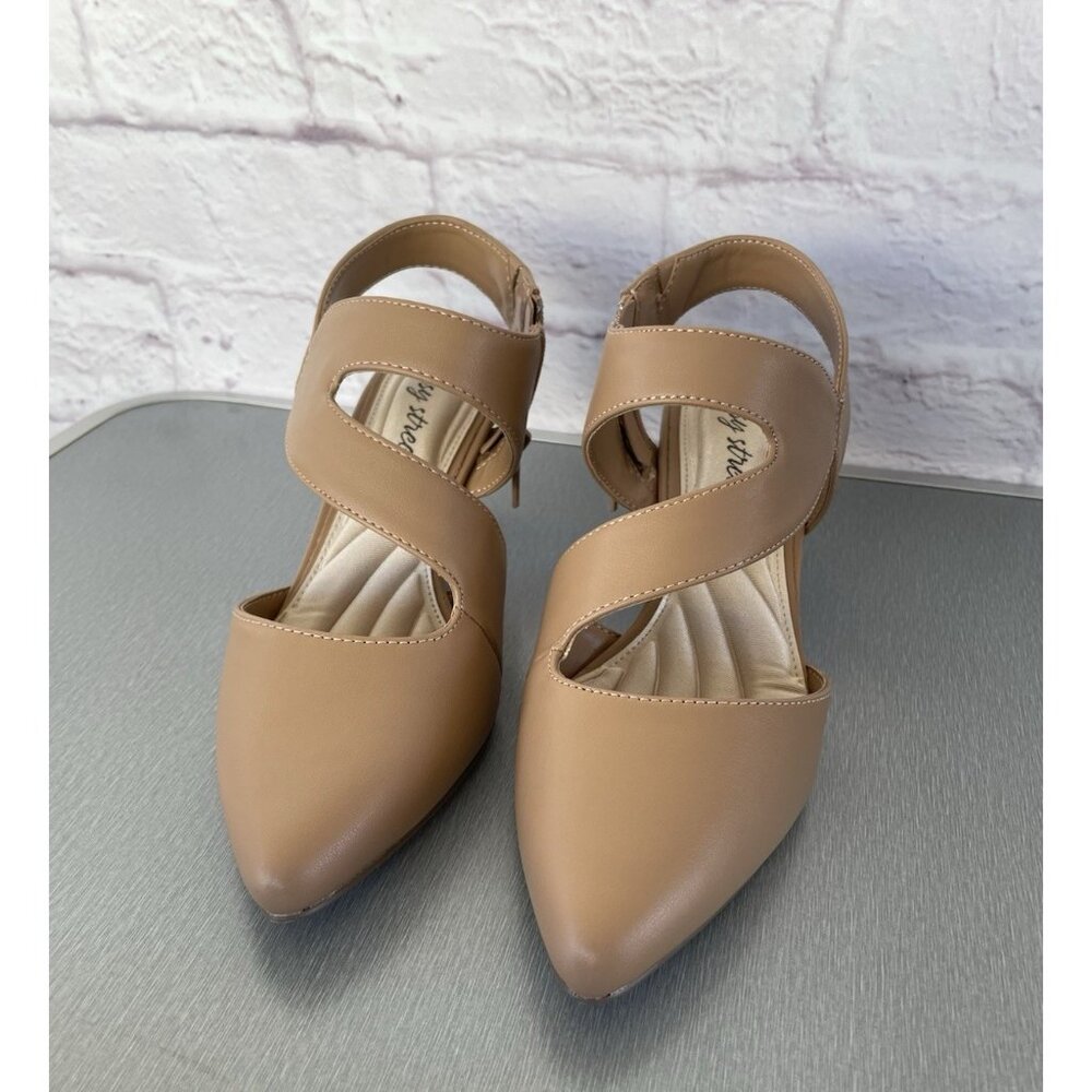 Easy Street Women's Pumps Square Heels 2" Zip Nude Color Size 6W NO BOX - Picture 6 of 11